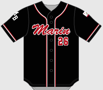 Marin Baseball Black Game Jersey 13/14U